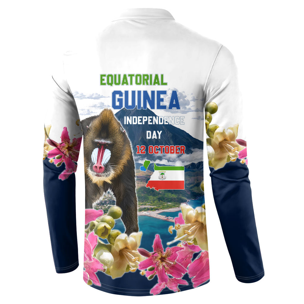 Equatorial Guinea Independence Day Mandrill Button Sweatshirt Patriotic Floral African Pride Map