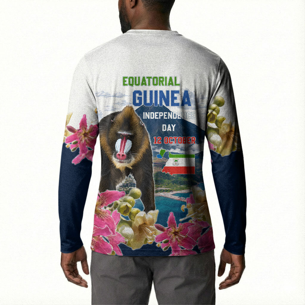 Equatorial Guinea Independence Day Mandrill Button Sweatshirt Patriotic Floral African Pride Map