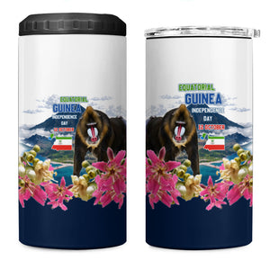 Equatorial Guinea Independence Day Mandrill 4 in 1 Can Cooler Tumbler Patriotic Floral African Pride Map