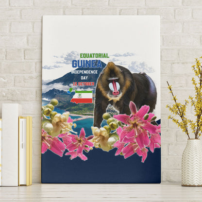 Equatorial Guinea Independence Day Mandrill Canvas Wall Art Patriotic Floral African Pride Map