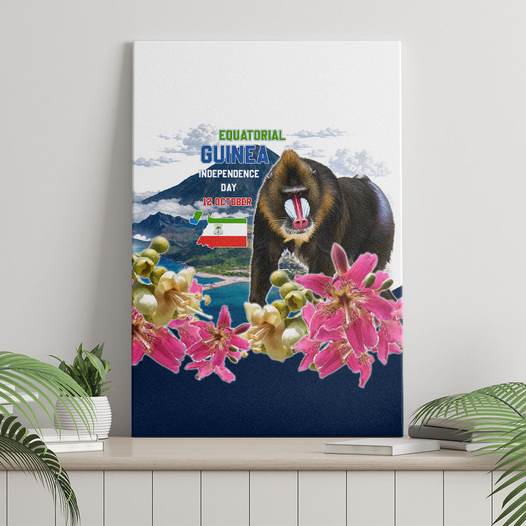 Equatorial Guinea Independence Day Mandrill Canvas Wall Art Patriotic Floral African Pride Map