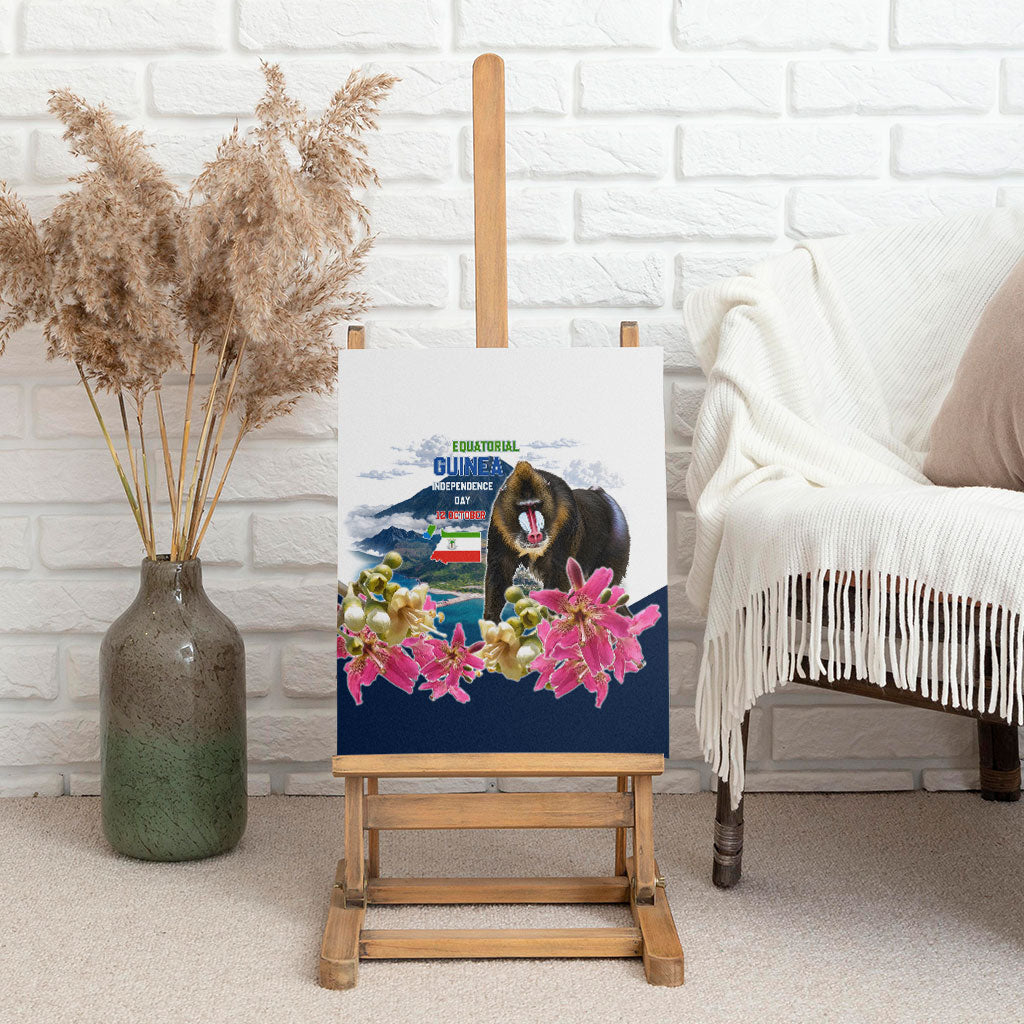 Equatorial Guinea Independence Day Mandrill Canvas Wall Art Patriotic Floral African Pride Map