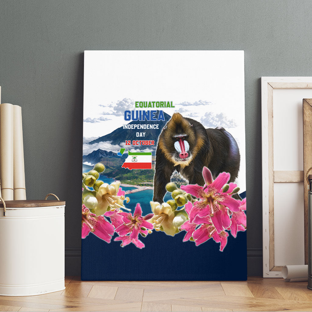 Equatorial Guinea Independence Day Mandrill Canvas Wall Art Patriotic Floral African Pride Map