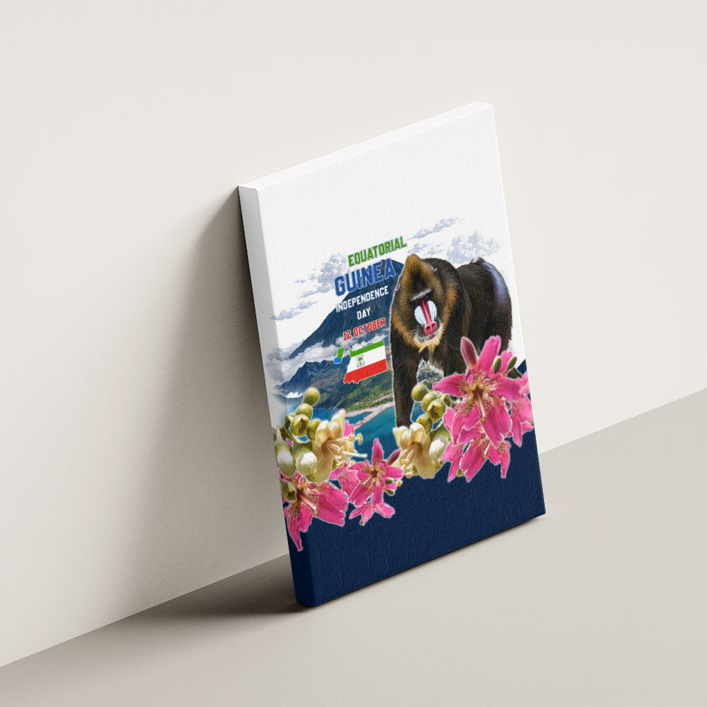 Equatorial Guinea Independence Day Mandrill Canvas Wall Art Patriotic Floral African Pride Map