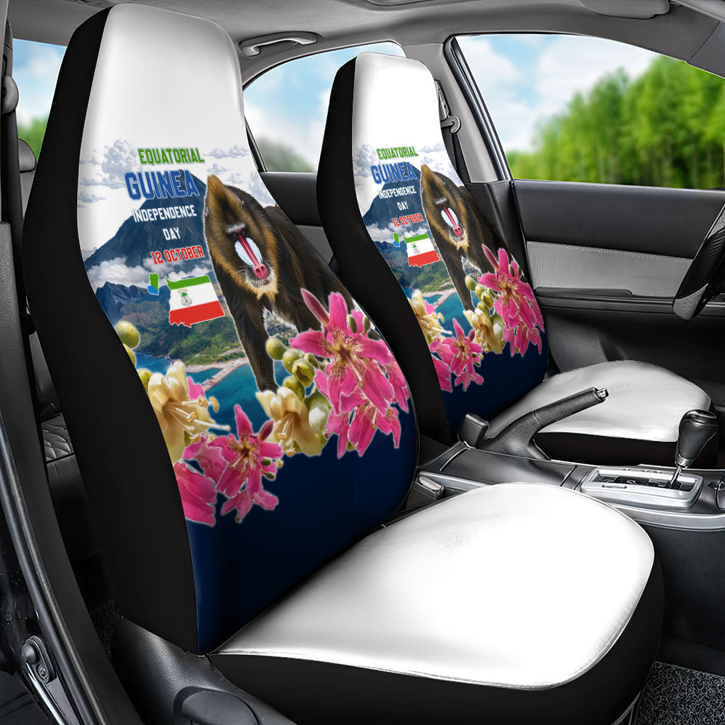 Equatorial Guinea Independence Day Mandrill Car Seat Cover Patriotic Floral African Pride Map