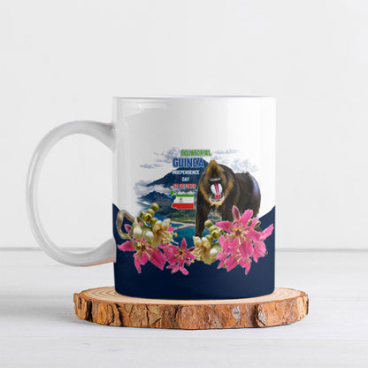 Equatorial Guinea Independence Day Mandrill Ceramic Mug Patriotic Floral African Pride Map