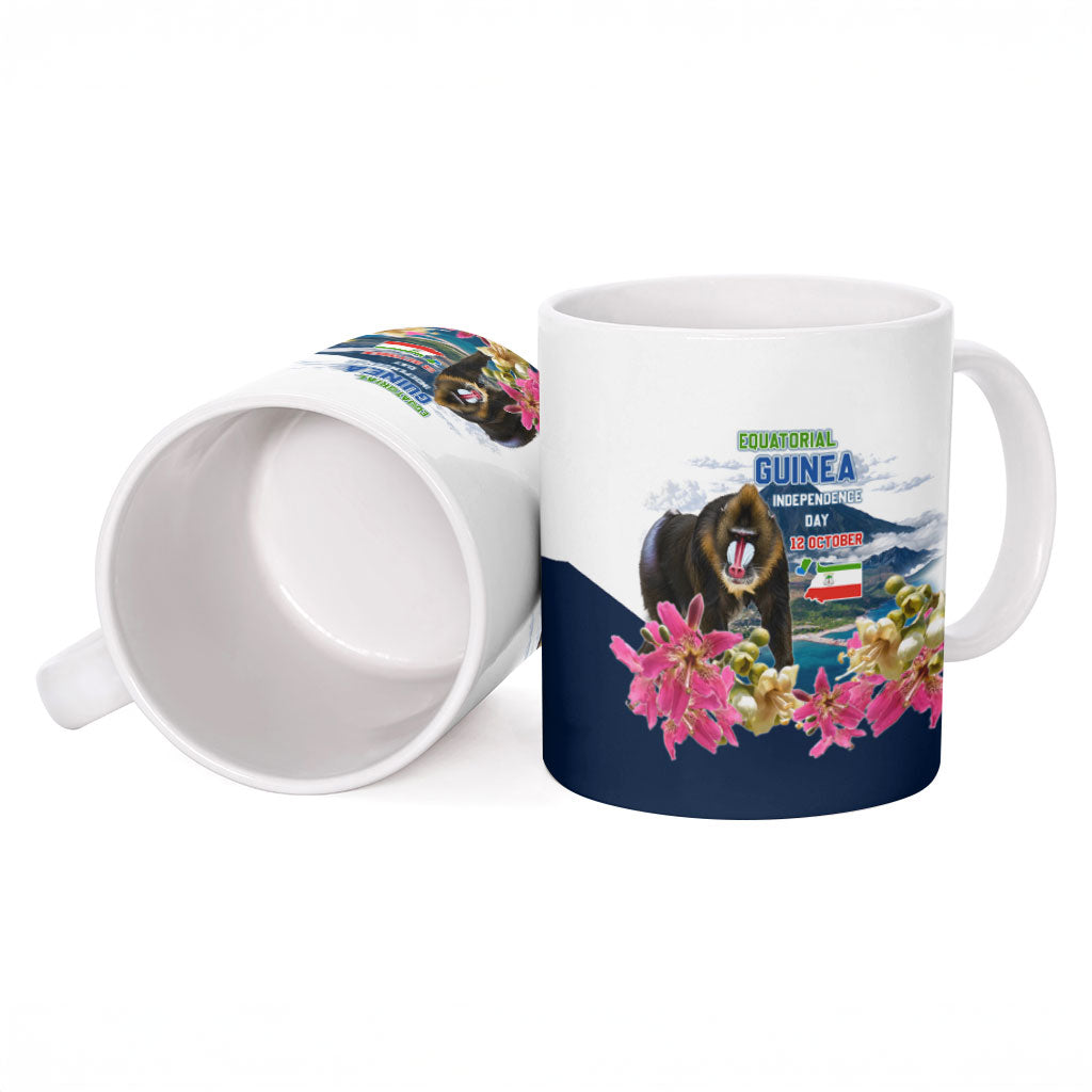 Equatorial Guinea Independence Day Mandrill Ceramic Mug Patriotic Floral African Pride Map