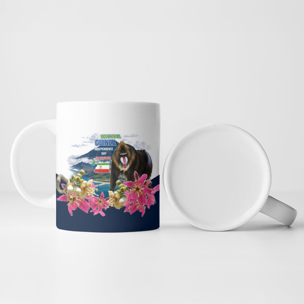 Equatorial Guinea Independence Day Mandrill Ceramic Mug Patriotic Floral African Pride Map
