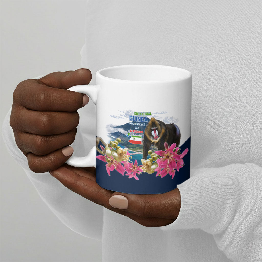 Equatorial Guinea Independence Day Mandrill Ceramic Mug Patriotic Floral African Pride Map