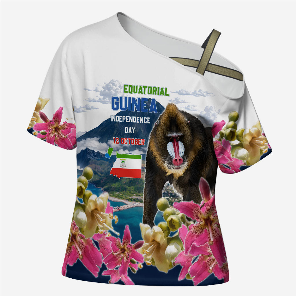 Equatorial Guinea Independence Day Mandrill Cross Shoulder Shirt Patriotic Floral African Pride Map