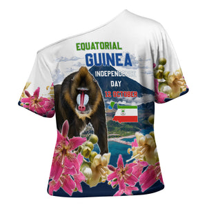 Equatorial Guinea Independence Day Mandrill Cross Shoulder Shirt Patriotic Floral African Pride Map
