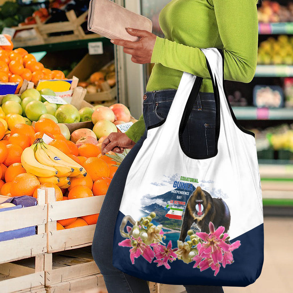 Equatorial Guinea Independence Day Mandrill Grocery Bag Patriotic Floral African Pride Map