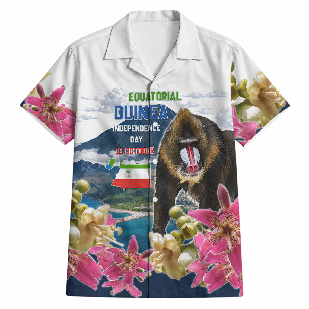 Equatorial Guinea Independence Day Mandrill Hawaiian Shirt Patriotic Floral African Pride Map