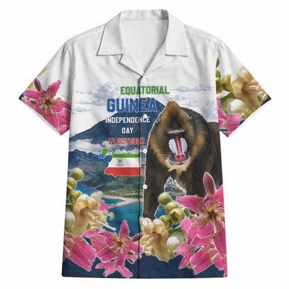 Equatorial Guinea Independence Day Mandrill Hawaiian Shirt Patriotic Floral African Pride Map