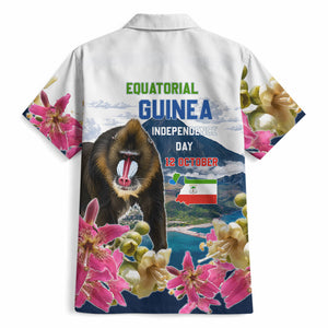 Equatorial Guinea Independence Day Mandrill Hawaiian Shirt Patriotic Floral African Pride Map