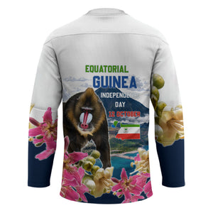 Equatorial Guinea Independence Day Mandrill Hockey Jersey Patriotic Floral African Pride Map