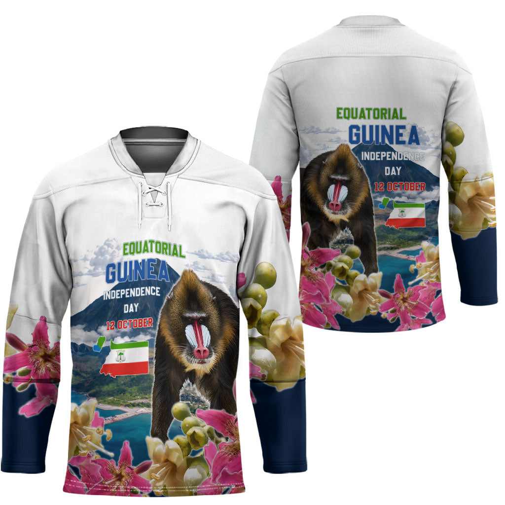 Equatorial Guinea Independence Day Mandrill Hockey Jersey Patriotic Floral African Pride Map
