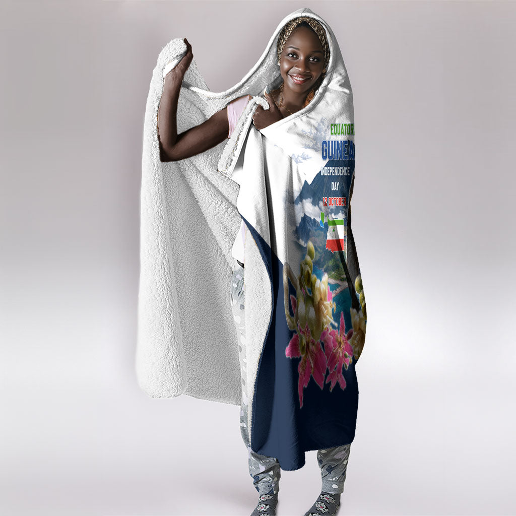 Equatorial Guinea Independence Day Mandrill Hooded Blanket Patriotic Floral African Pride Map