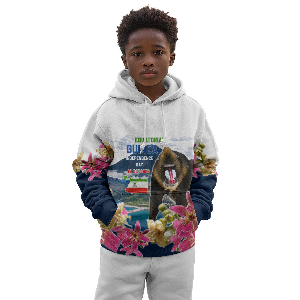 Equatorial Guinea Independence Day Mandrill Kid Hoodie Patriotic Floral African Pride Map