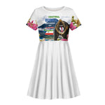 Equatorial Guinea Independence Day Mandrill Kid Short Sleeve Dress Patriotic Floral African Pride Map
