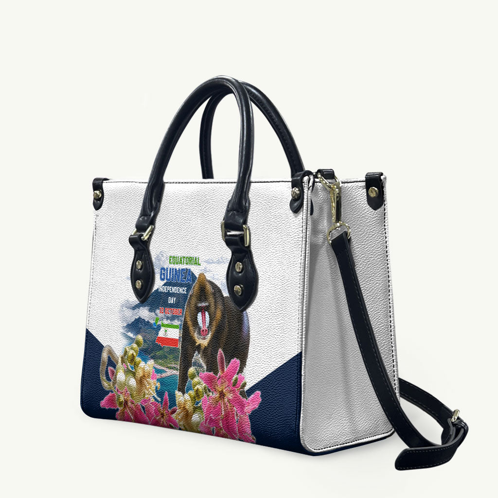 Equatorial Guinea Independence Day Mandrill Leather Bag Patriotic Floral African Pride Map