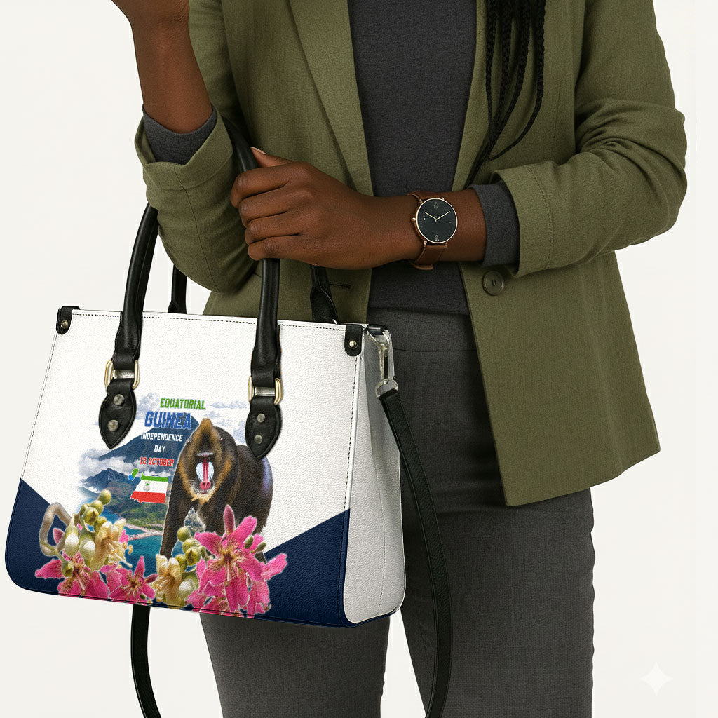 Equatorial Guinea Independence Day Mandrill Leather Bag Patriotic Floral African Pride Map
