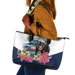Equatorial Guinea Independence Day Mandrill Leather Tote Bag Patriotic Floral African Pride Map