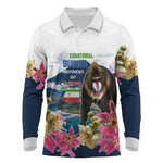 Equatorial Guinea Independence Day Mandrill Long Sleeve Polo Shirt Patriotic Floral African Pride Map