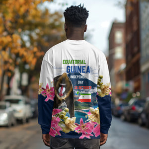 Equatorial Guinea Independence Day Mandrill Long Sleeve Shirt Patriotic Floral African Pride Map