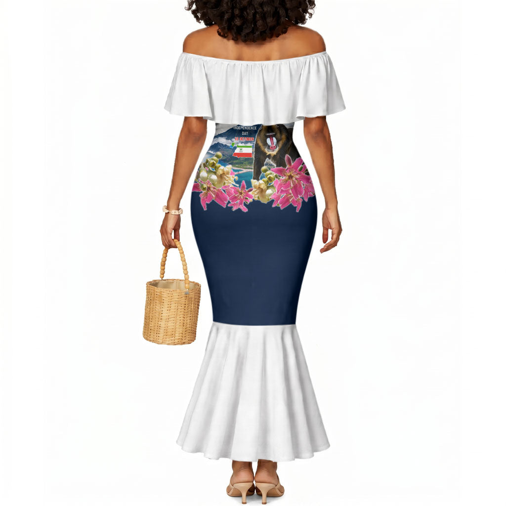 Equatorial Guinea Independence Day Mandrill Mermaid Dress Patriotic Floral African Pride Map