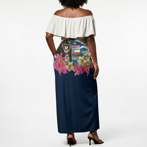 Equatorial Guinea Independence Day Mandrill Off Shoulder Maxi Dress Patriotic Floral African Pride Map