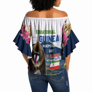 Equatorial Guinea Independence Day Mandrill Off Shoulder Wrap Waist Top Patriotic Floral African Pride Map
