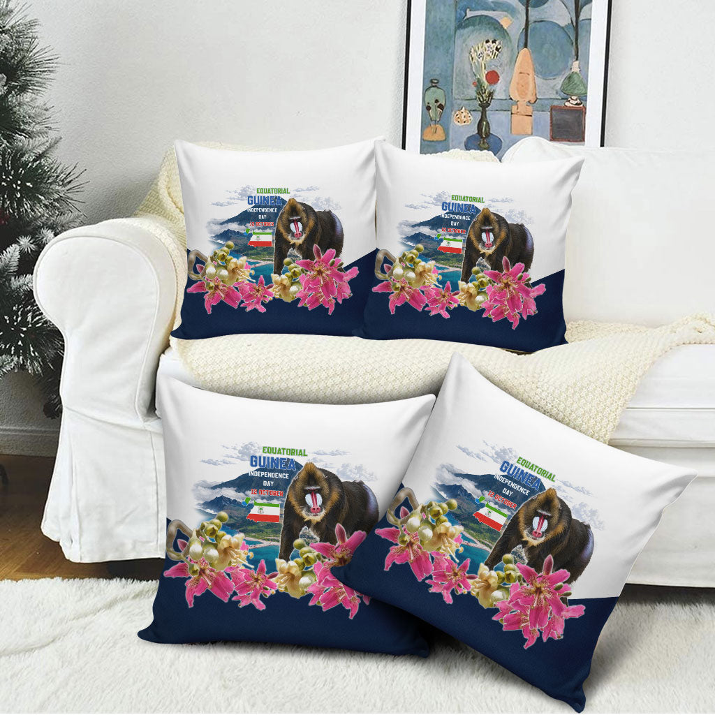 Equatorial Guinea Independence Day Mandrill Pillow Cover Patriotic Floral African Pride Map