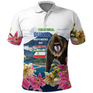 Equatorial Guinea Independence Day Mandrill Polo Shirt Patriotic Floral African Pride Map