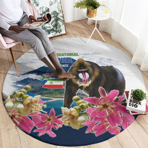 Equatorial Guinea Independence Day Mandrill Round Carpet Patriotic Floral African Pride Map