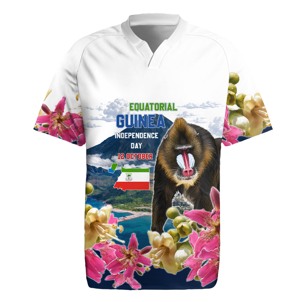 Equatorial Guinea Independence Day Mandrill Rugby Jersey Patriotic Floral African Pride Map