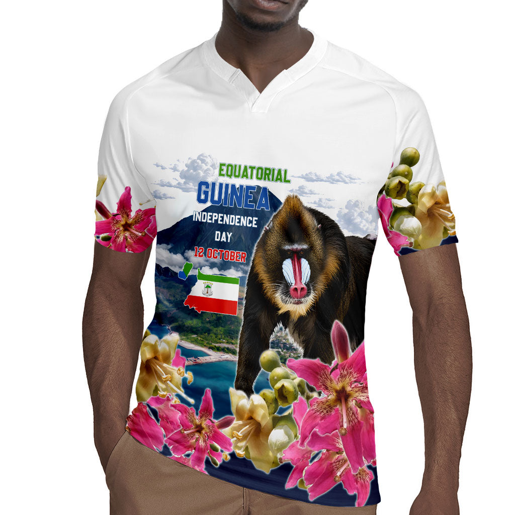 Equatorial Guinea Independence Day Mandrill Rugby Jersey Patriotic Floral African Pride Map