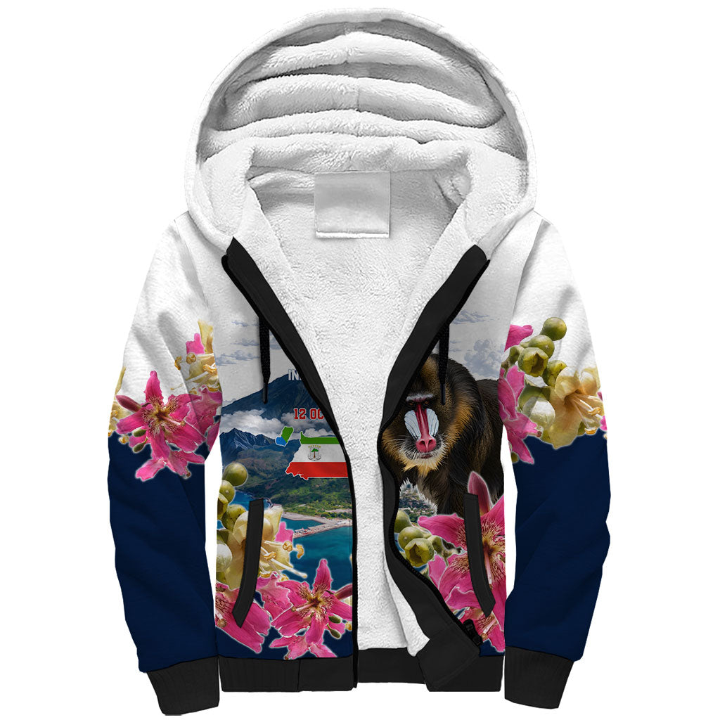 Equatorial Guinea Independence Day Mandrill Sherpa Hoodie Patriotic Floral African Pride Map