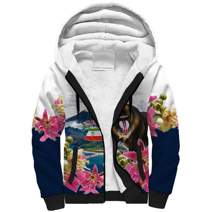 Equatorial Guinea Independence Day Mandrill Sherpa Hoodie Patriotic Floral African Pride Map