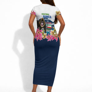 Equatorial Guinea Independence Day Mandrill Short Sleeve Bodycon Dress Patriotic Floral African Pride Map