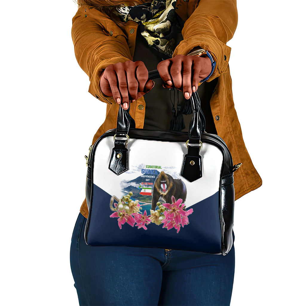Equatorial Guinea Independence Day Mandrill Shoulder Handbag Patriotic Floral African Pride Map