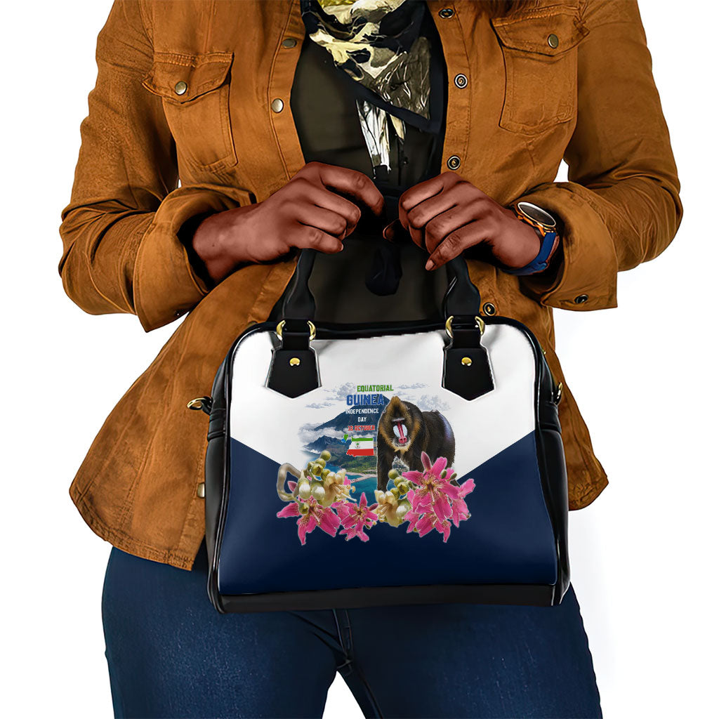 Equatorial Guinea Independence Day Mandrill Shoulder Handbag Patriotic Floral African Pride Map