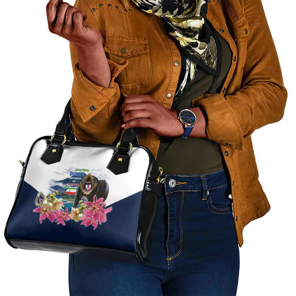 Equatorial Guinea Independence Day Mandrill Shoulder Handbag Patriotic Floral African Pride Map