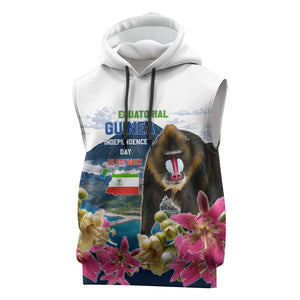 Equatorial Guinea Independence Day Mandrill Sleeveless Hoodie Patriotic Floral African Pride Map