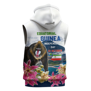 Equatorial Guinea Independence Day Mandrill Sleeveless Zip Hoodie Patriotic Floral African Pride Map
