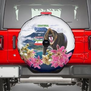 Equatorial Guinea Independence Day Mandrill Spare Tire Cover Patriotic Floral African Pride Map
