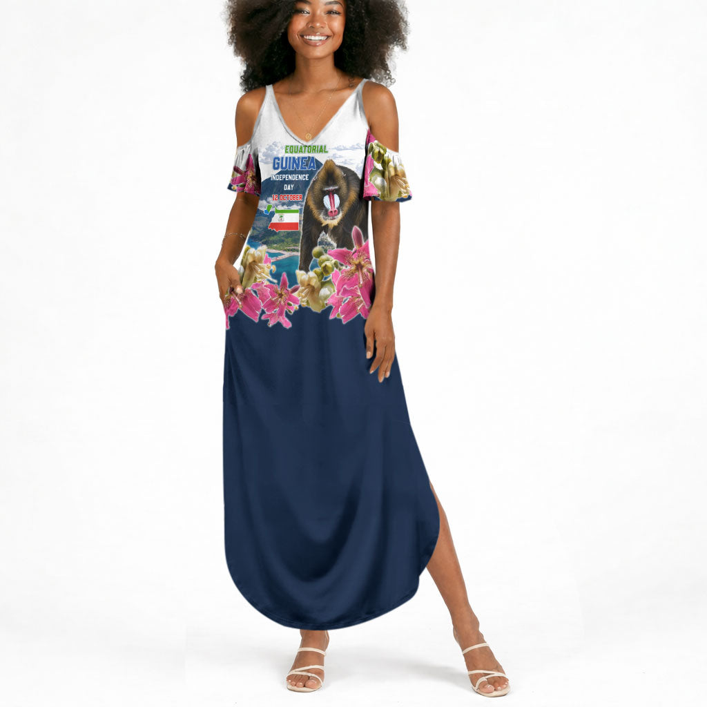Equatorial Guinea Independence Day Mandrill Summer Maxi Dress Patriotic Floral African Pride Map