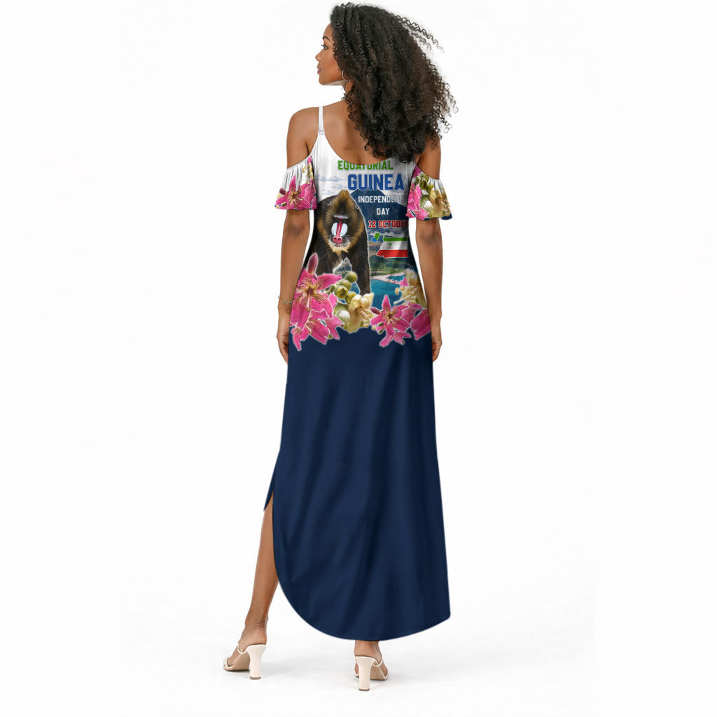 Equatorial Guinea Independence Day Mandrill Summer Maxi Dress Patriotic Floral African Pride Map