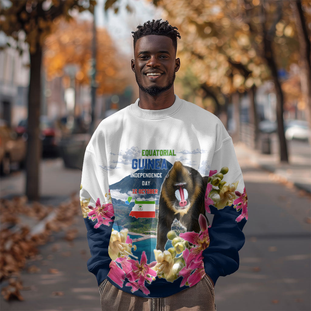 Equatorial Guinea Independence Day Mandrill Sweatshirt Patriotic Floral African Pride Map