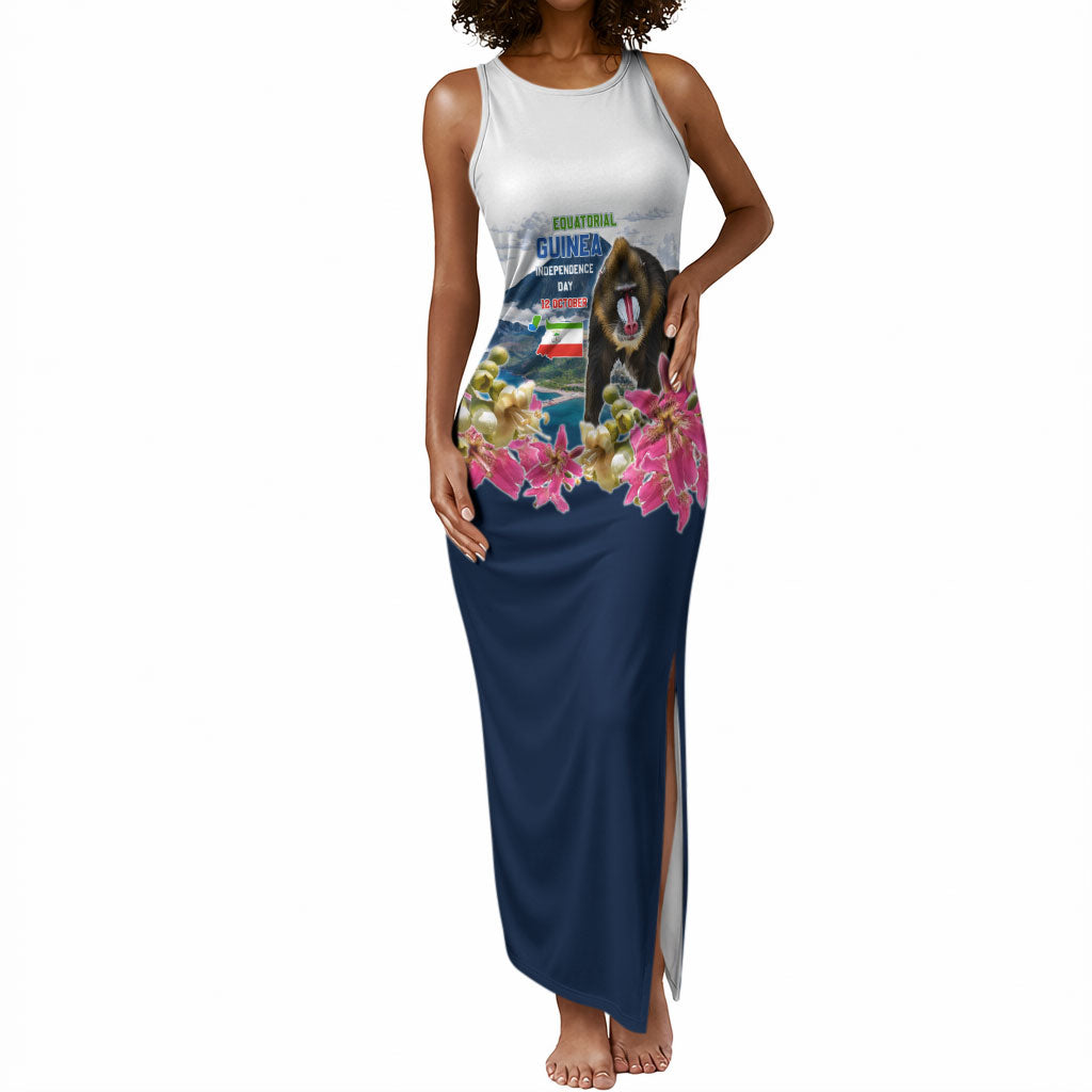 Equatorial Guinea Independence Day Mandrill Tank Maxi Dress Patriotic Floral African Pride Map